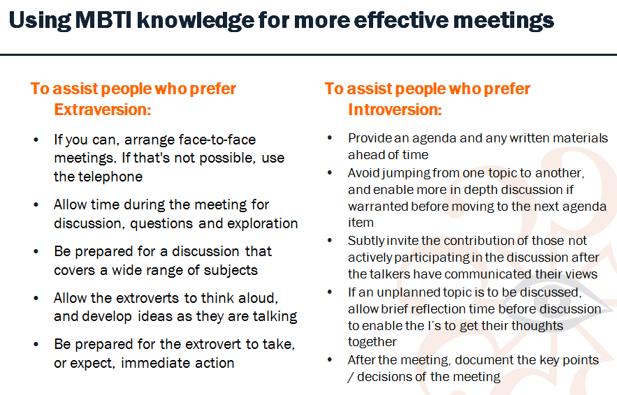 MBTI meetings 2